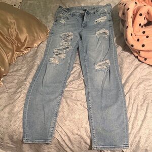 American Eagle Outfitters Light Blue Distressed Boyfriend Jeans